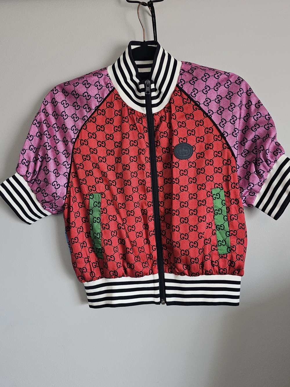 Short-Sleeve Silk Twill Graphic Jacket